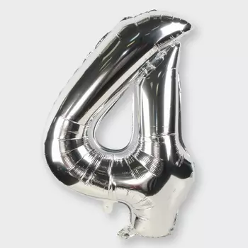 Воздушный шар «Цифра 4» (серебряный)