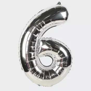 Воздушный шар «Цифра 6» (серебряный)
