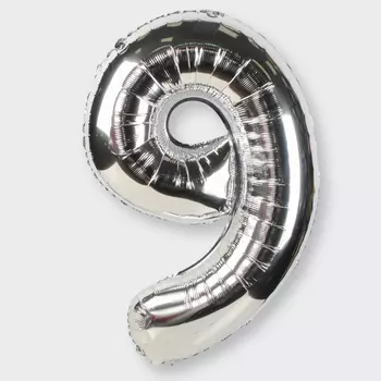 Воздушный шар «Цифра 9» (серебряный)