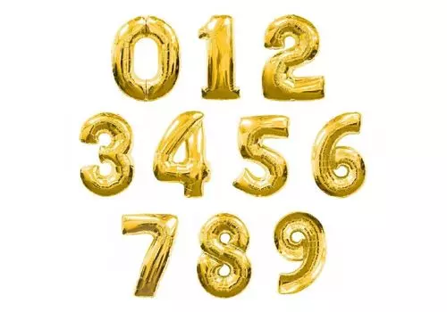 Воздушный шар «Цифра», в асс. (золото)