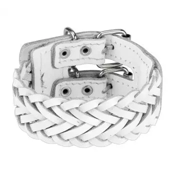 Браслет белый из кожи тройного плетения
