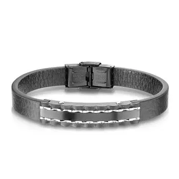 Браслет из кожи с черной пластиной