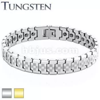 Браслет из вольфрама с шахматной гравировкой