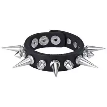Браслет кожаный с острыми шипами