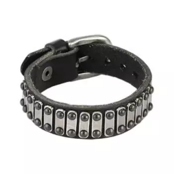 Браслет кожаный со стальными пластинами