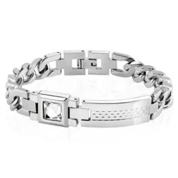 Браслет массивный с крупным квадратным цирконом