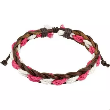 Браслет плетеный из розовых и белых нитей