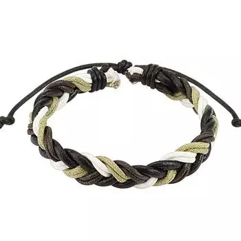 Браслет плетеный косичкой из нитей в серых тонах