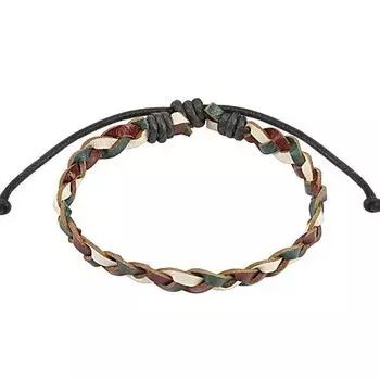 Браслет плетеный тонкая косичка трехцветная