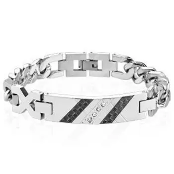 Браслет с диагональными полосами и 3 цирконами