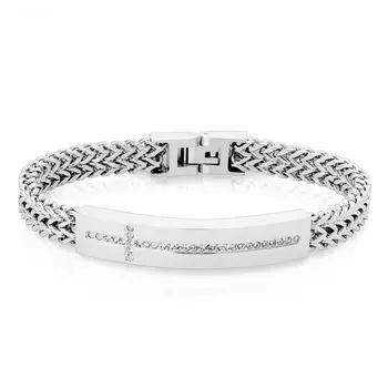 Браслет с крестом из цирконов