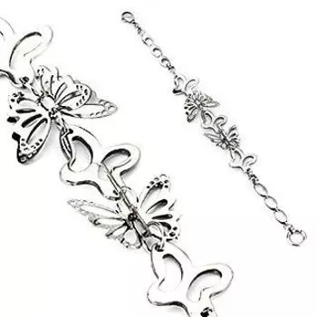 Браслет стальной с ажурными бабочками
