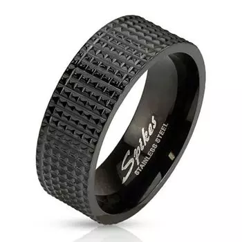 Кольцо чёрное шипованное мелкими пирамидами