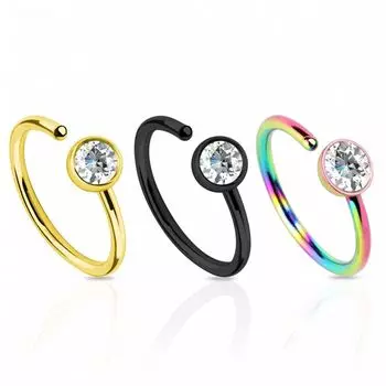 Кольцо для носа с цирконом цвета радуги 1 шт