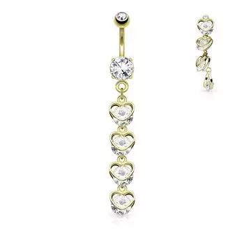 Пирсинг для пупка 4 сердца