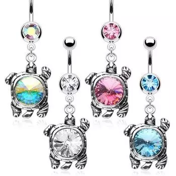 Пирсинг для пупка в виде Черепахи с большим камнем 1 шт