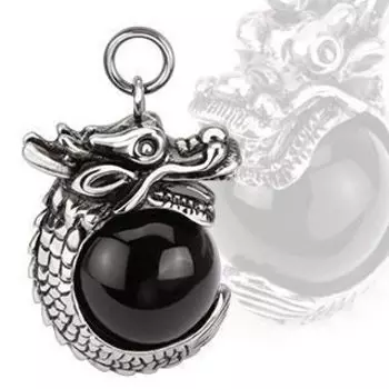 Подвеска Дракон на черном шаре