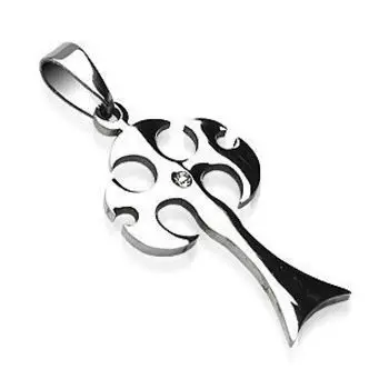 Подвеска Крест готический с цирконом