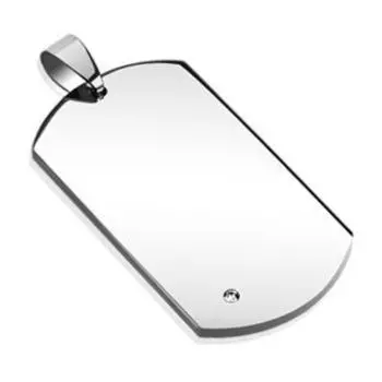 Подвеска стальная с цирконом в углу