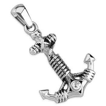 Подвеска Якорь с цирконом