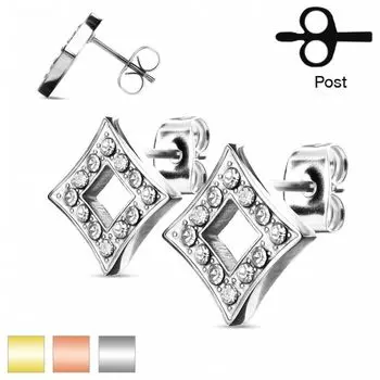 Серьги гвоздики ромбики