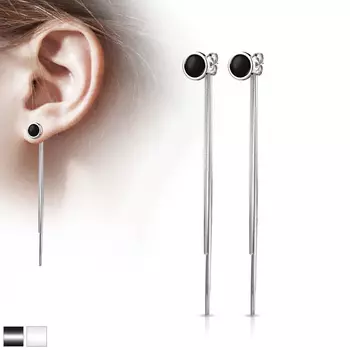 Серьги гвоздики с двумя цепочками