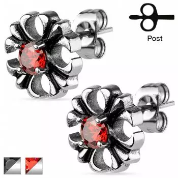 Серьги Кельтский крест с цирконом в центре