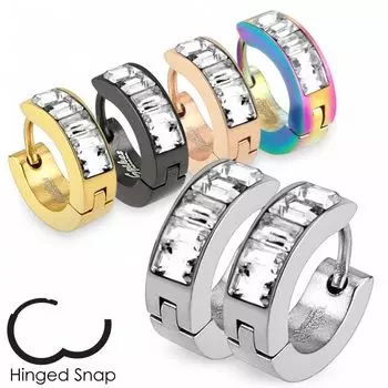 Серьги с дорожкой из цирконов огранки принцесса