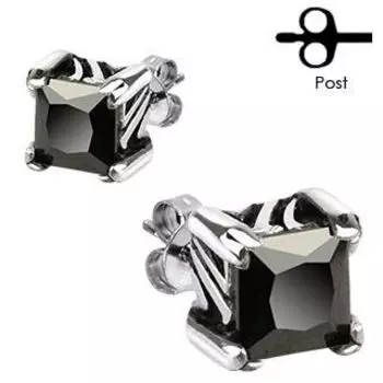 Серьги с квадратным крупным цирконом