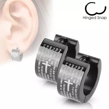 Серьги широкие с молитвой Padre Nuestro