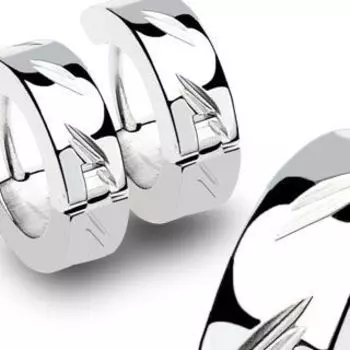 Серьги узкие с диагональными засечками