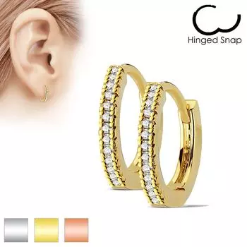 Серьги узкие с дорожкой цирконов