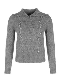 Вязаный женский джемпер с кристаллами LIU JO