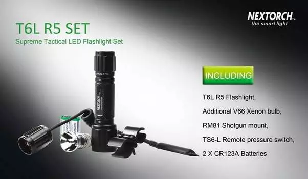 Фонарь Nextorch T6L R5 Set (Крепление На Ружье, Чехол, Запасная Головка, Внешний Выключатель)