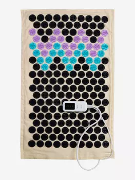 Акупунктурный массажный коврик с подогревом EcoSapiens SenSay, игольчатый коврик, аппликатор Кузнецова, грелка массажер, 40х65 см, Бежевый