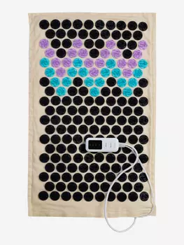 Акупунктурный массажный коврик с подогревом EcoSapiens SenSay, игольчатый коврик, аппликатор Кузнецова, грелка массажер, 40х65 см, Бежевый