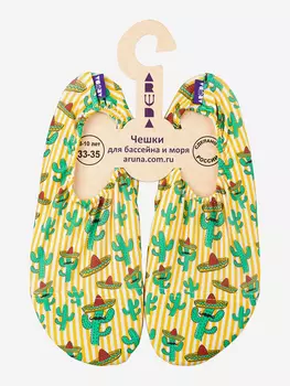 Аквашузы, аквасоки, чешки с антискользящей подошвой для бассейна, моря, пляжа, детского сада, занятия спортом ARUNA, Желтый