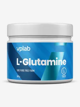 Аминокислота Л-глутамин, VPLAB L-Glutamine, спортивное питание, рост мышечной массы и выносливость, 300 г, Синий
