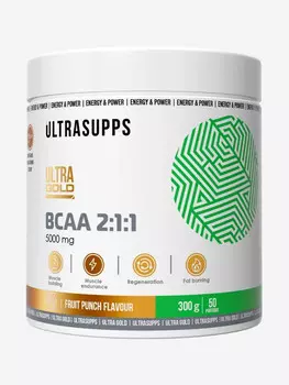 Аминокислоты BCAA 2:1:1 Ultrasupps "Фруктовый пунш", 300 г, Белый