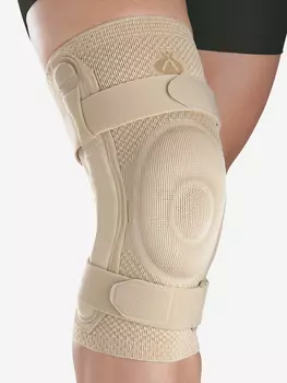 Бандаж коленный c закрытой коленной чашечкой с силиконовой подушечкой и полицентрическим шарниром, Бежевый