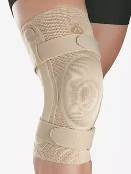 Бандаж коленный c закрытой коленной чашечкой с силиконовой подушечкой и полицентрическим шарниром, Бежевый