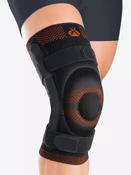 Бандаж коленный c закрытой коленной чашечкой с силиконовой подушечкой и полицентрическим шарниром, Черный