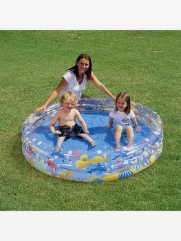 Бассейн Bestway 51004 надувной круглый "Подводный мир", 152х30см, Голубой