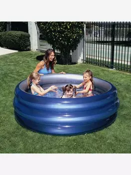 Бассейн Bestway 51041 надувной круглый "Металлик", 150х53см, Синий
