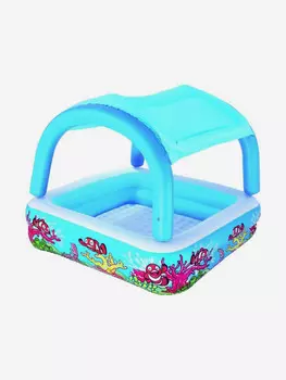 Бассейн детский Bestway 52192 с надувным съемным навесом от солнца, 147х147х122 см, 265 л, Голубой