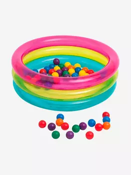 Бассейн Intex 48674NP игровой "Радуга" 86x86x25см с мячами 50шт, Мультицвет