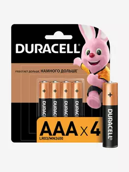 Батарейки щелочные Duracell ААА, 4 шт., Черный