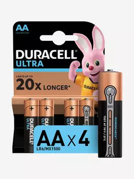 Батарейки щелочные Duracell Ultra АА, 4 шт., Черный