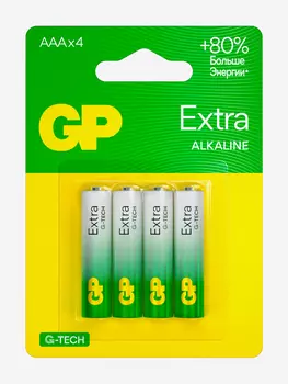 Батарейки щелочные мизинчиковые GP AAA G-tech, 4 шт, Мультицвет