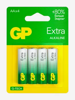 Батарейки щелочные пальчиковые GP AA G-tech, 4 шт, Мультицвет